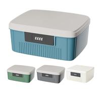 Aartner Lockable Storage Box, 9.8 x 7.8 x 3.9inch Medicine Lock Box, ABS First Aid Health Emergency Storage Box Medicine Storage Bins with Partition ＆ Combination Code, Lock box with code (Blue)