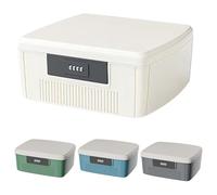 Aartner Lockable Storage Box, 9.8 x 7.8 x 3.9inch Medicine Lock Box, ABS First Aid Health Emergency Storage Box Medicine Storage Bins with Partition ＆ Combination Code, Lock box with code (White)