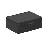 Aartner Lockable Storage Box, Large Medicine Storage Box with 4 Digital Lock, Lock Box with Removable Tray, Lockable Storage Container for Medicine, File, Phone, Food Safe (Black, L(33.4x26x12.6cm))