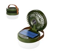 Aartner Solar Fan Portable Camping Light, Rechargeable Desk Lamp Battery Powered Fan, 4-Speed Variable Light & 3 Wind Speed Camping Tent Light for Tents, Bedrooms (Army green)