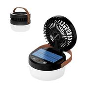 Aartner Solar Fan Portable Camping Light, Rechargeable Desk Lamp Battery Powered Fan, 4-Speed Variable Light & 3 Wind Speed Camping Tent Light for Tents, Bedrooms (Black)