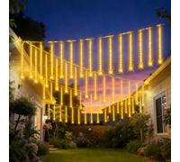 Aartner Solar String Festoon Lights Outdoor - 40CM 8 Tubes Meteor Shower Rain Lighting, Waterproof Christmas Lights for Gazebo Wedding Party [Energy Class A]