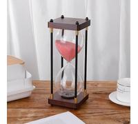 Aartner transparent Hourglass Timer 60 Minutes, Metal Wooden Frame Decorative Hourglass Black Sand, Home & Kids Room Large Gift for Adults and Kids (Pink)
