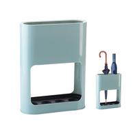 Aartner Umbrella Stand for Hallway, Plastic Umbrella Holder with Removable Tray, 28x22 x9 cm Umbrella Bucket for Indoor Home Office, Umbrella Storage Bin Space Saving Organizer for Entryway (Blue)