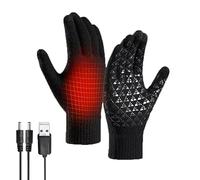 Aartner Winter Gloves for Men Women, ski gloves heated USB interface Touch Screen Texting, motorbike bike driving black Warm Gloves, Elastic Cuff, Unisex-Adults, Acrylic, Cold (Black)