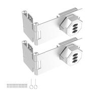 Aartnet 90 Degree Cabinet Portable Door Lock Latch, Combination Password Rotary Hasp Lock, Keyless Folding Latches for Office File Cabinet, Drawers, Cupboard, Small Doors, Locker (2, Sliver)