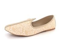 AARZ LONDON Men Indian Traditional Handcrafted Punjabi Mojari Khussa Jutti Gents Ethnic Footwear Festive Party Evening Wedding Gold Shoes Size 9 UK 43 EU