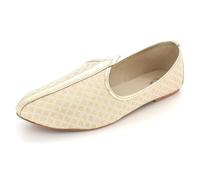 AARZ LONDON Mens Gents Groom Golden Traditional Ethnic Wedding Indian Handmade Pumps Khussa Jutti Slip On Flat Gold Shoes Size 8 UK 42 EU