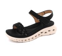 AARZ LONDON Women's Casual Wedge Sandals Comfortable Lightweight Platform Back Strap Summer Walking Ladies Black Shoes Size 8 UK 41 EU