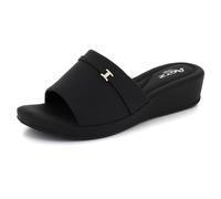 AARZ LONDON Womens Comfort Wedge Slide Sandals Slip-On Open Toe Cushioned Footbed Lightweight Everyday Walking Slippers Summer Holiday Ladies Black Shoes Size 7 UK 40 EU