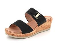 AARZ LONDON Womens Cork Wedge Heel Sandals Buckle Strap Comfortable Open Toe Summer Holiday Casual Everyday Ladies Lightweight Black Shoes Size 5 UK 38 EU