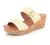 AARZ LONDON Womens Cork Wedge Heel Sandals Buckle Strap Comfortable Open Toe Summer Holiday Casual Everyday Ladies Lightweight Gold Shoes Size 4 UK 37 EU