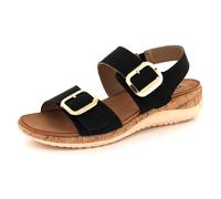 AARZ LONDON Womens Double Buckle Sandals Adjustable Strap Comfort Wedge Heel Stylish Summer Walking Shoes Lightweight Everyday Holiday Ladies Black Shoes Size 7 UK 40 EU