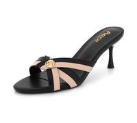 AARZ LONDON Womens Elegant Slip-On High Heel Sandals Criss-Cross Straps Mules Evening Wedding Party Prom Summer Ladies Black Shoes Size 5 UK 38 EU