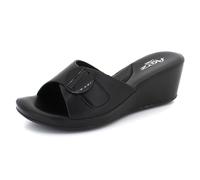 AARZ LONDON Womens Elegant Wedge Slide Sandals with Decorative Buckle Comfortable Slip-On Platform Ladies Black Shoes Size 7 UK 40 EU