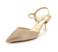 AARZ LONDON Womens Glitter Diamante Sandal Slingback High Heels Pointed Toe Stiletto Evening Wedding Bridal Party Prom Adjustable Strap Ladies Gold Shoes Size 6 UK 39 EU