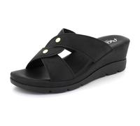 AARZ LONDON Womens Wedge Mule Sandals Comfortable Open Toe Slip On Summer Cross Strap Design Walking Holiday Everyday Wear Ladies Lightweight Black Shoes Size 8 UK 41 EU