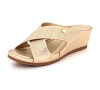 AARZ LONDON Womens Wedge Sandals Slip-On Diamante Criss-Cross Platform Open Toe Summer Evening Wedding Party Holiday Ladies Gold Shoes Size 7 UK 40 EU