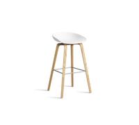 AAS32 Bar Stool H75 Oak/Stainless Steel/ White