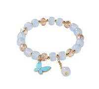 aaSccex 2024 Imitation Jade Butterfly Glass Bracelet Children's Bead Bracelet Earrings Evil Eye, A, Resin, No Gemstone