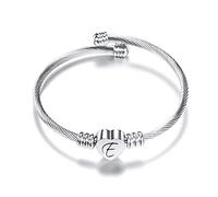 aaSccex 26 Letters Stainless Steel Wire Bracelet Heart Shaped Bracelet Necklace Poland (E, One Size)