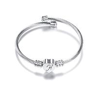 aaSccex 26 Letters Stainless Steel Wire Bracelet Heart Shaped Bracelet Necklace Poland (H, One Size)