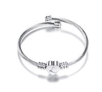 aaSccex 26 Letters Stainless Steel Wire Bracelet Heart Shaped Bracelet Necklace Poland (L, One Size)