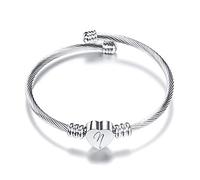 aaSccex 26 Letters Stainless Steel Wire Bracelet Heart Shaped Bracelet Necklace Poland (N, One Size)