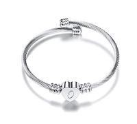aaSccex 26 Letters Stainless Steel Wire Bracelet Heart Shaped Bracelet Necklace Poland (O, One Size)
