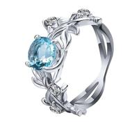 aaSccex Belt Women's 2 Rings Exquisite Ring in Fresh Style for Women, Couple Love Rings, Women's Ring, Leaf Jewellery, Elegant Shine Ring for Everyday Life, Blue Poster of Rings, 7, Metal, No Gemstone