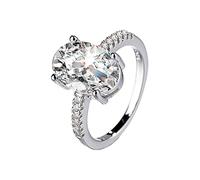 aaSccex Calendar with Rings Genuine Moissanite Diamond Ring Large Oval Egg Ring Female Rings Compatible with Power Poster, 9号, Aluminium alloy, No Gemstone