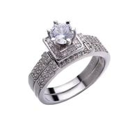 aaSccex Rings Aluminum "Two in One Ring Set with - Fashion European and American Style Wedding Ring Couple" Rings Rose Women, 10号, Zinc alloy, No Gemstone