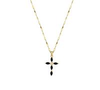 aaSccex Rose Gold Cross Necklaces for Women, Chunky Silver Necklaces for Women Trendy, Heavy Necklace Women's Copper Gold Electroplated Net Red Exquisite Collar Chain Neck Chain