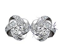 aaSccex Silver and Pearl Earrings for Women's Stars Simple Diamond Rivet Earrings Round Silver 925, one size, Alloy Steel, No Gemstone