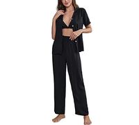 aaSccex Women Pyjamas For Uk Lightweight Cotton Pyjamas Set Short Sleeve Pyjama For Long Sleeve Loungewear Set Long Ladies Loungewear Tracksuit Sets Uk Ladies Sets Track Suit