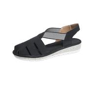 aaSccex Women's Beach Sandals - Lightweight Breathable Closed Toe Casual Walking Shoes Solid Colour Shoes Soft Soles Chic Platform Shoes, Black, 7 UK