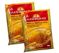 Aashirvaad Multigrain Atta Flour 2kg Healthy and Tasty High Fiber With Multigrain Mix - Wheat, Maize, Oat, Channa, Soya (Pack Of 2)