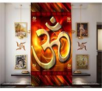 Aashita Creations Digital Printed Pooja Room Curtain-Pooja Ghar Grommet Curtains- Window Curtain-Home Temple(Mandir) Curtain-Poojaroom Decor (Pack of 1) (Om, 4 Feet x 5 Feet)