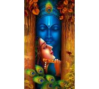 Aashita Creations Digital Printed Pooja Room Curtain-Pooja Ghar Grommet Curtains- Window Curtain-Home Temple(Mandir) Curtain-Poojaroom Decor (Pack of 1) (Radha - Krishna, 4 Feet x 5 Feet)