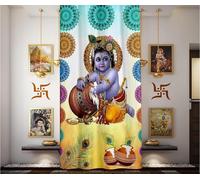 Aashita Creations Digital Printed Pooja Room Curtain-Pooja Ghar Grommet Curtains- Window Curtain-Home Temple(Mandir) Curtain-Poojaroom Decor (Pack of 1) (Kanha, 4 Feet x 5 Feet)