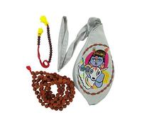 Aashita Creations Embroidery Cotton Japa Mala Bag/Chanting Bag with Zip Pocket with Rudraksha Japa Mala