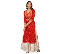 Aashita Creations Indian Embroidery Work Kurti Sharara for Girls & Women Festive Party Office Wear Dress_351 Red