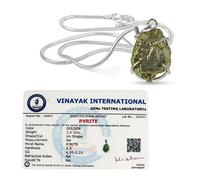 Aashita Creations Natural Certified- Pyrite Pendant, Crystal Stone Locket - Pendant with Metal Chain for Reiki Healing for Man and Woman