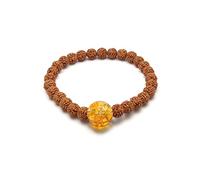 Aashita Creations Original Panchmukhi Rudraksha Bracelet | AAA Grade Citrine Hand-sorted Rudraksha Stretchable Bracelet | Unisex
