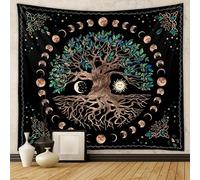 Aashita Creations Tapestry Wall Hanging, Wishing Tree Aesthetic Tapestries Psychedelic Wall Carpet Mystic Aesthetic Wall Tapestry for Living Room Bedroom (51inch x 59inch)