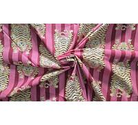 Aashita Creations Tiger Print Cotton Fabric, Decorative Animal Pattern Material, by The Yard Fabric (Pink with Magenta Stripes Tiger Print, 5 Yards)