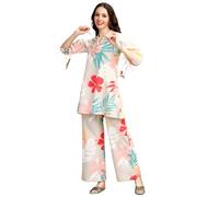 Aashita Creations Women Ethnic Kurta Set | Fancy Pajama Set | Floral Printed Top & Pant Set | Full Pair Set | A-line Kurta Set for Women | Co-Ord Set_076