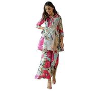 Aashita Creations Women Ethnic Kurta Set | Fancy Pajama Set | Floral Printed Top & Pant Set | Full Pair Set | A-line Kurta Set for Women | Co-Ord Set_086