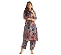 Aashita Creations Women's Cotton Blend A-Line Ankle Length Dress Blue-2X Large