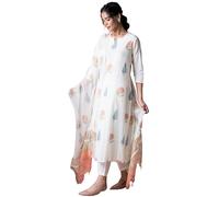 Aashita Creations Women's Cotton Blend Printed Straight Kurta with Pant & Dupatta_445